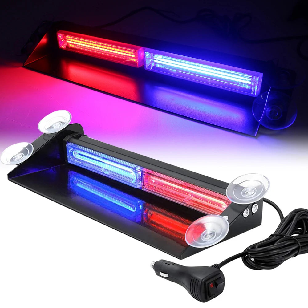 Cob Strobe Vehicles Emergency Flash Windshield Red Blue Warning