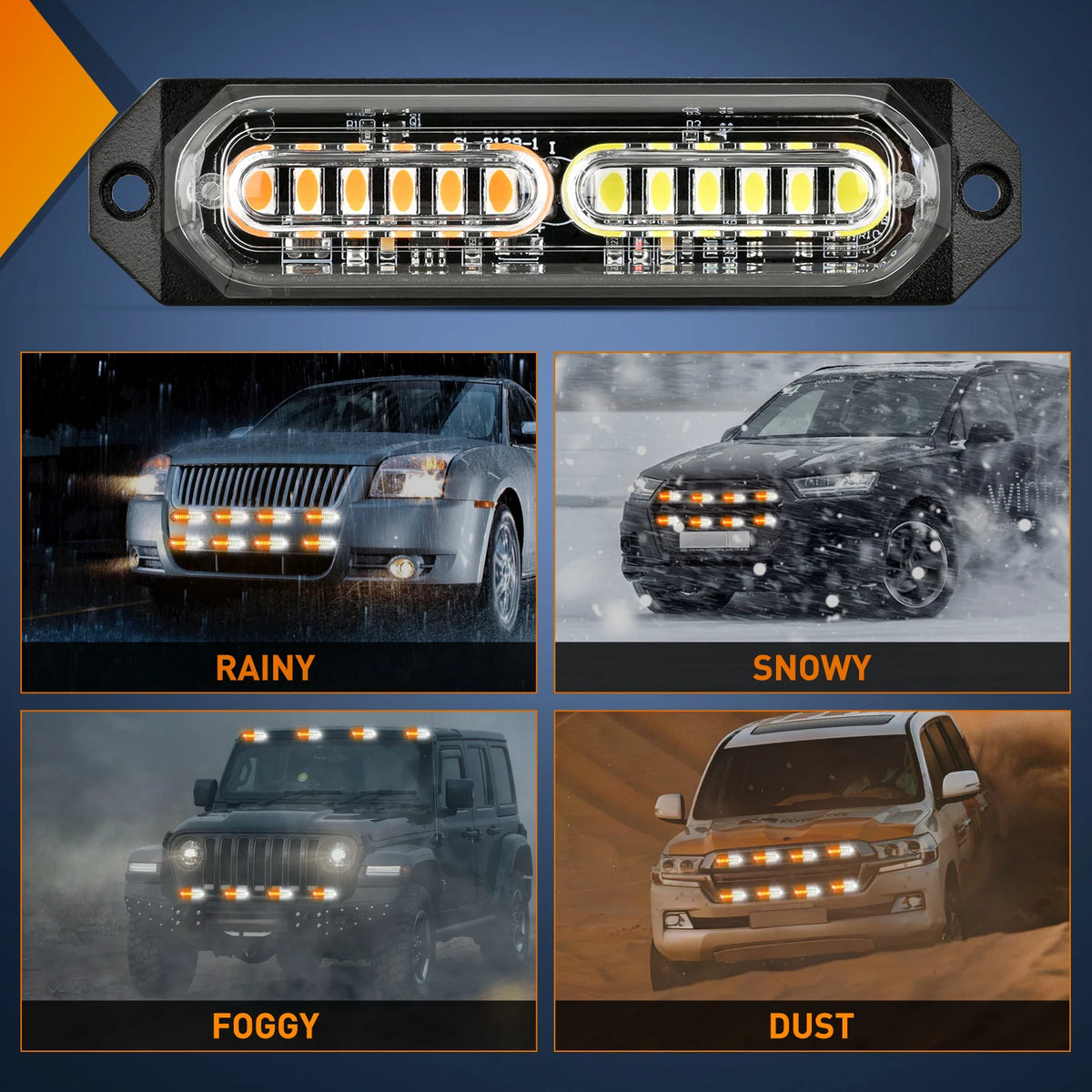 Nilight 8PCS Strobe 12V 24V Amber White Sync Feature