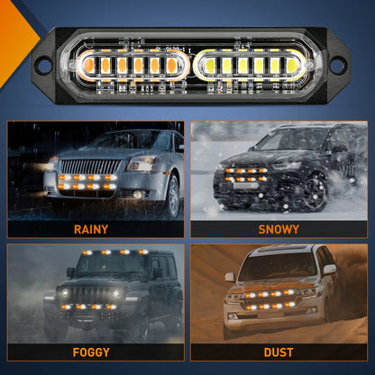 Nilight 8PCS Strobe 12V 24V Amber White Sync Feature