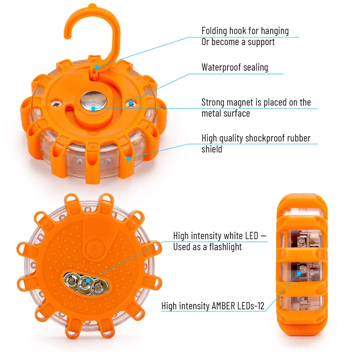 Magnetic Emergency built-in Battery 9mode Safety Beacon Portable