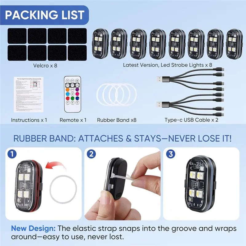 m64k-upgraded 4leds 8PCS Wireless Strobe Colors Remote Control