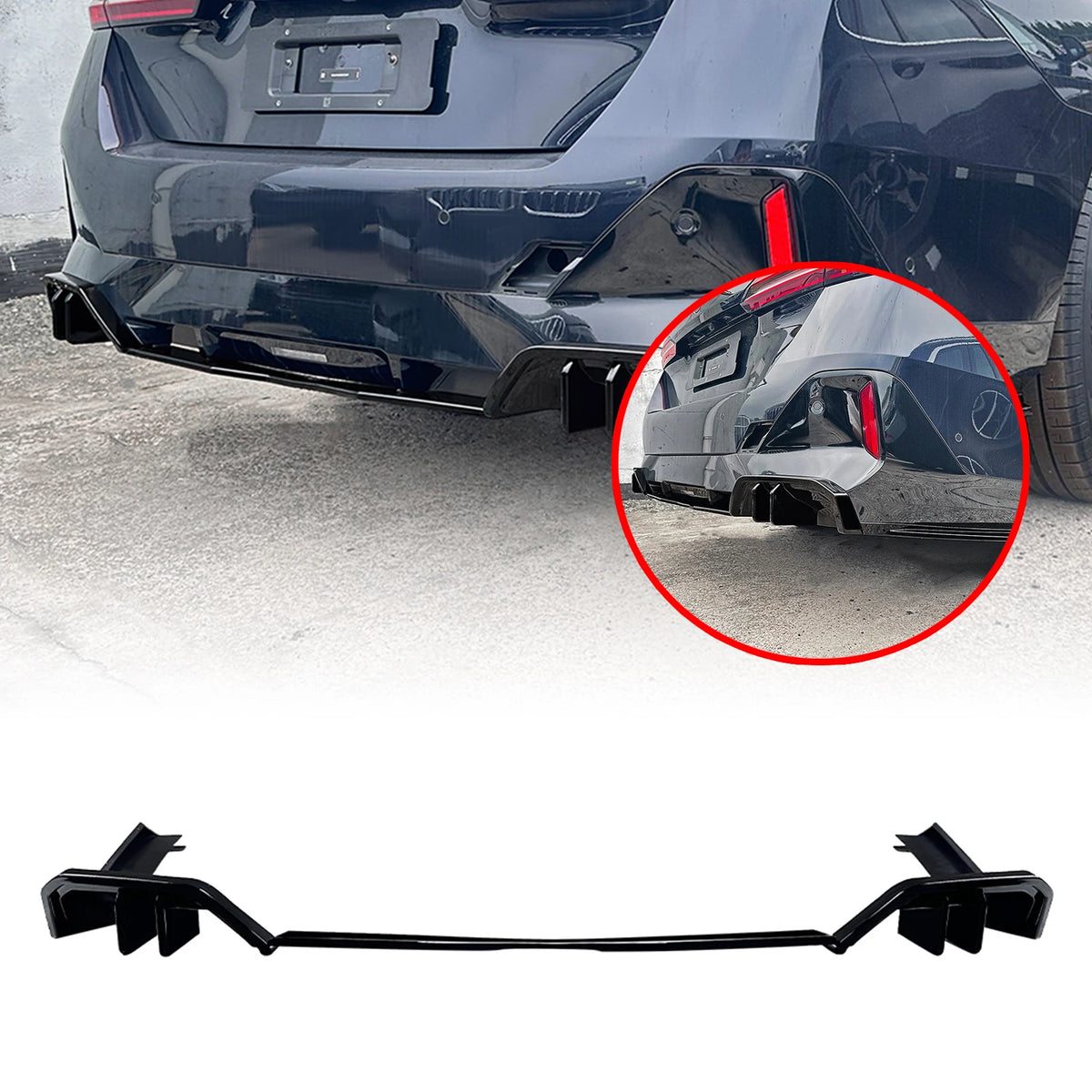 For BMW 5 Series I5 G60 Gloss Black Carbon Fiber Look Rear