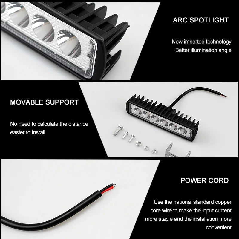 18W Work Bright Spotlight Offroad Automobile Truck Driving Fog