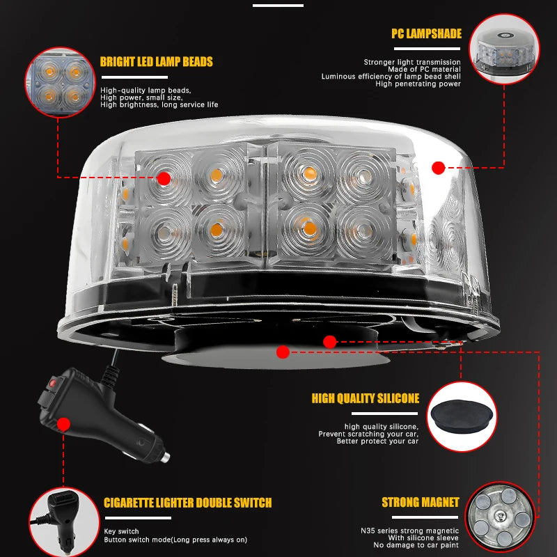 Strobe Warning Safety Roof Flashing Beacon Rotating Signal