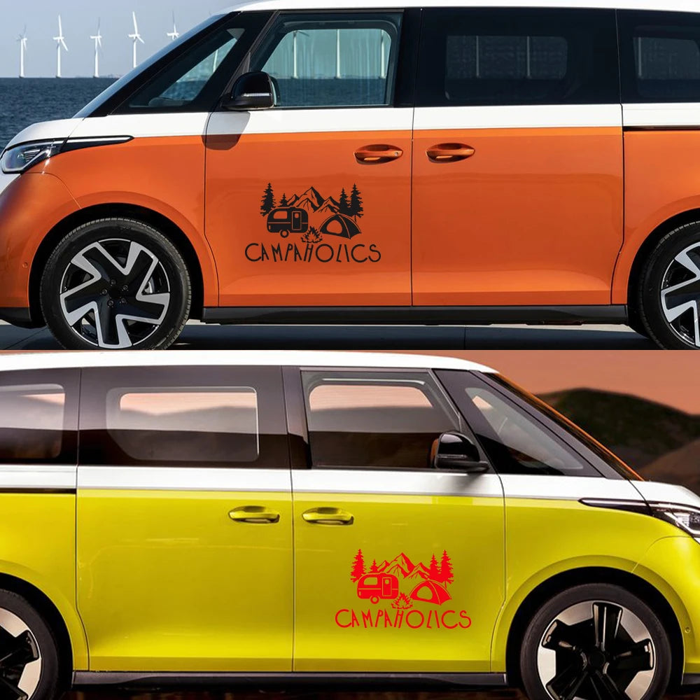Campaholics Mountain Tree Caravan Camp Sticker Motovan Vinyl