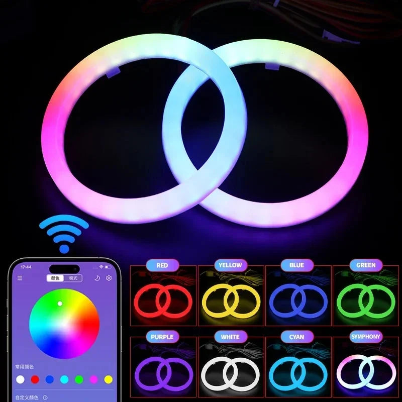 RGB In Angel Eye Headlights Multiple Color APP Control