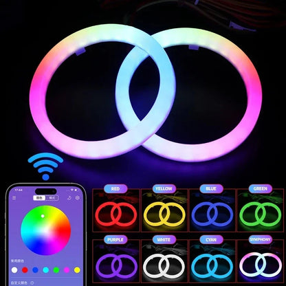 RGB In Angel Eye Headlights Multiple Color APP Control