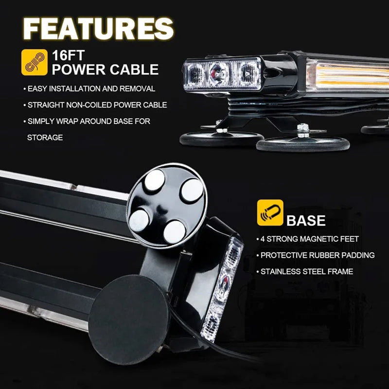 Cob Emergency Strobe Roof Signal Warning Trucks Flashing Four