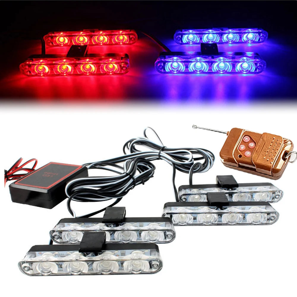 For 12V In Red Blue Emergency Strobe Wireless Remote Control