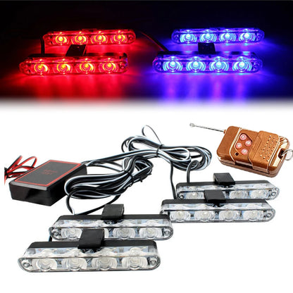 For 12V In Red Blue Emergency Strobe Wireless Remote Control