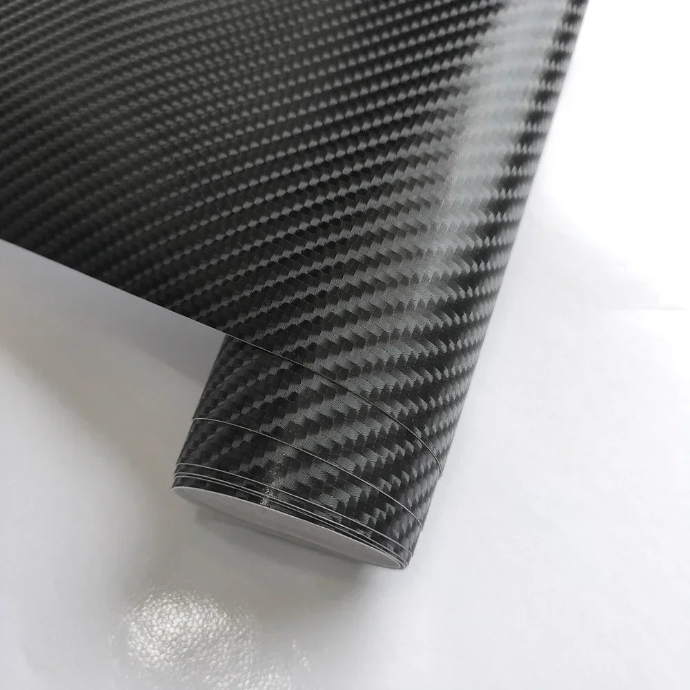 3D Carbon Fiber Black Vinyl Wrap Motorcycle Adhesive Pvc