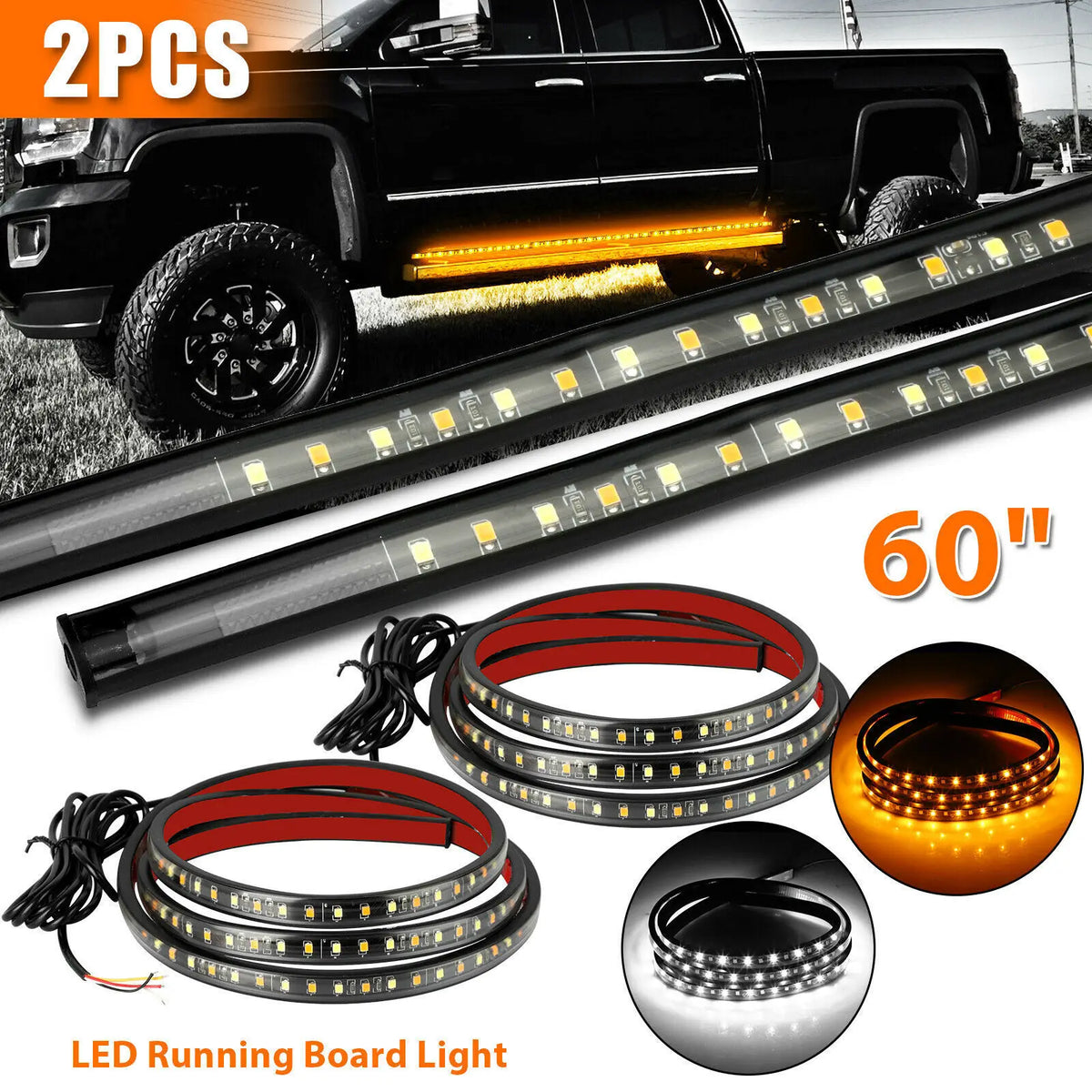 2X Headlights Side Pedals Flowing Inch Pickup Truck Mounted