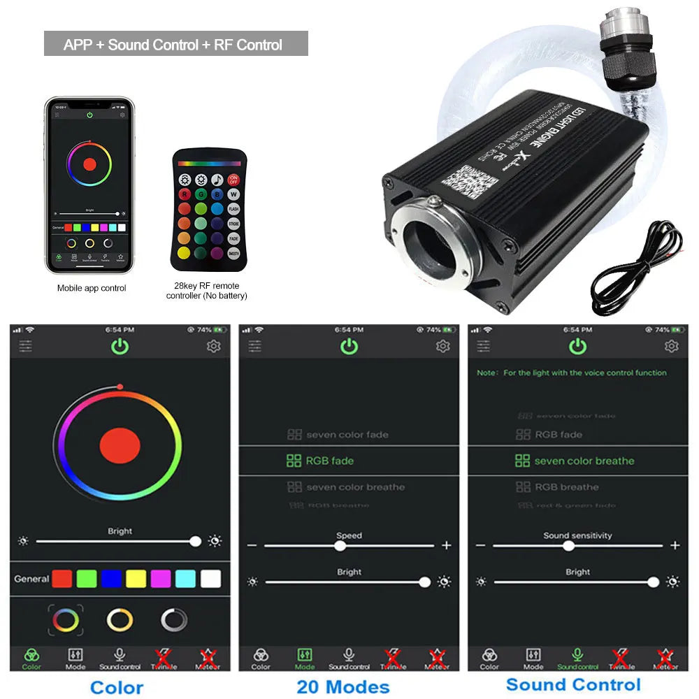 Starry Sky Fiber Optic Atmosphere Music Control Ceiling RGB
