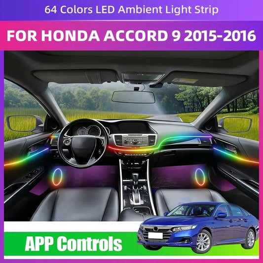 For Honda Accord 9TH Gen 64 Hidden Interior Ambient Strip Colors