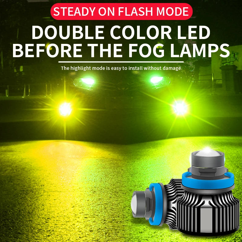 Dual Color Lemon Green Headlight Bulb H11 Laser Lens