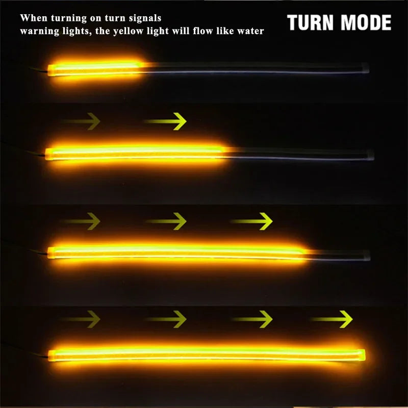 2PCS 60CM Drl Strip RGB Turn Signal Daytime Running