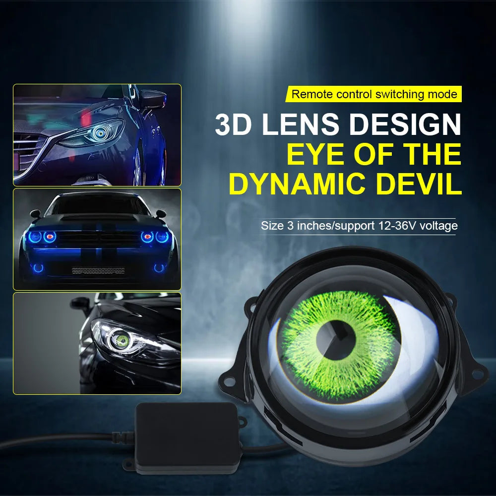 Cool Decoration Dynamic LED Car Headlights Devil Eye LED Car Light Headlight Assembly Modified Eagle Eye Light Cars Acce