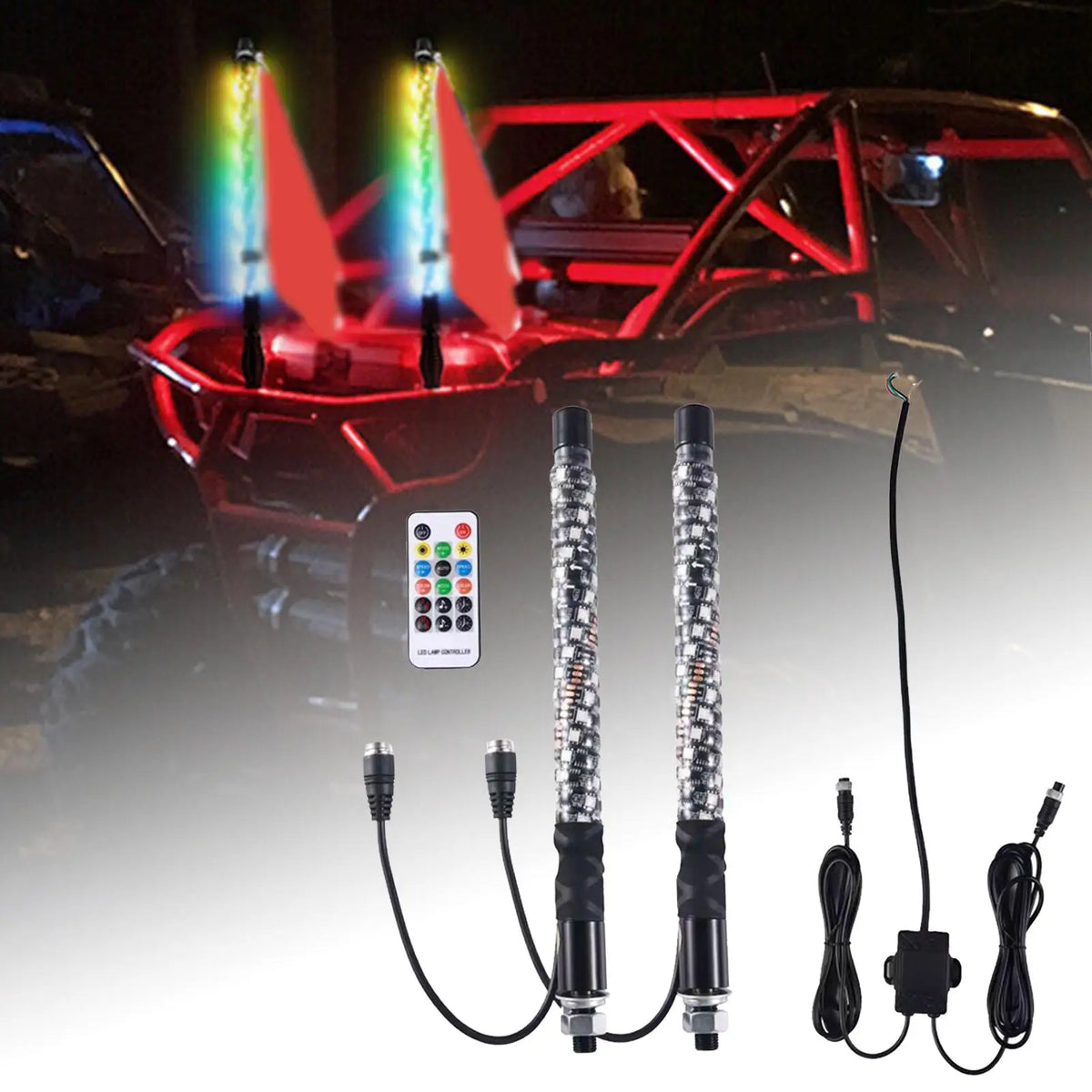 For Offroad ATV Utv Lighting Multicolor Brake Spiral Remote