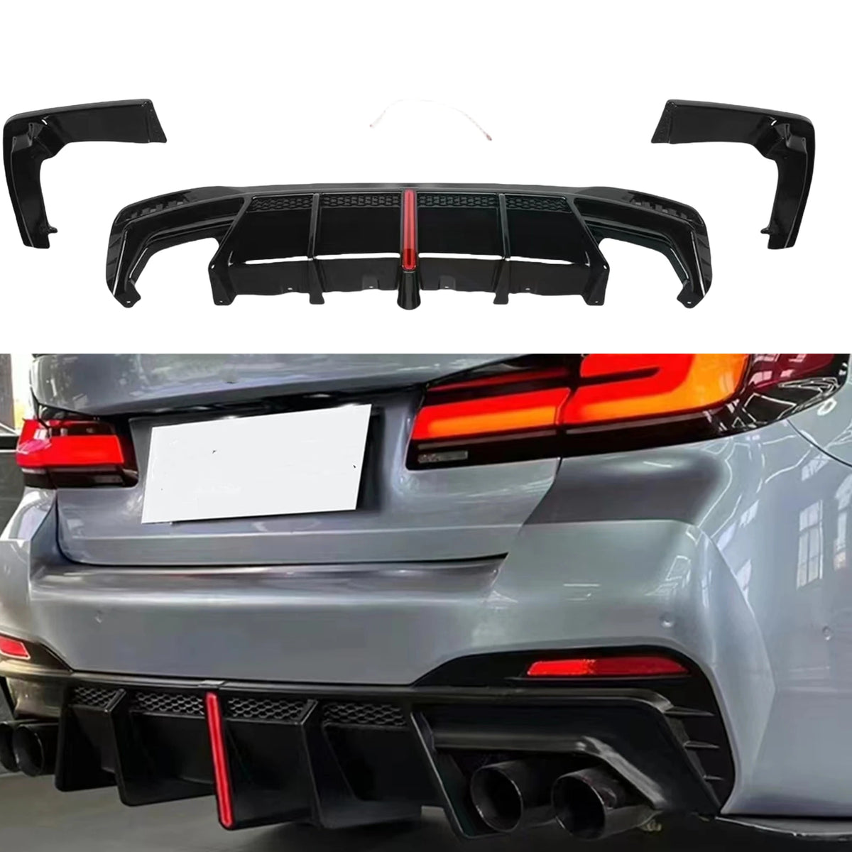 For BMW 5 Series G30 G31 Rear Bumper Diffuser Lip Splitter G38
