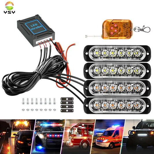 In Red Blue Emergency Strobe 12V Wireless Remote Control