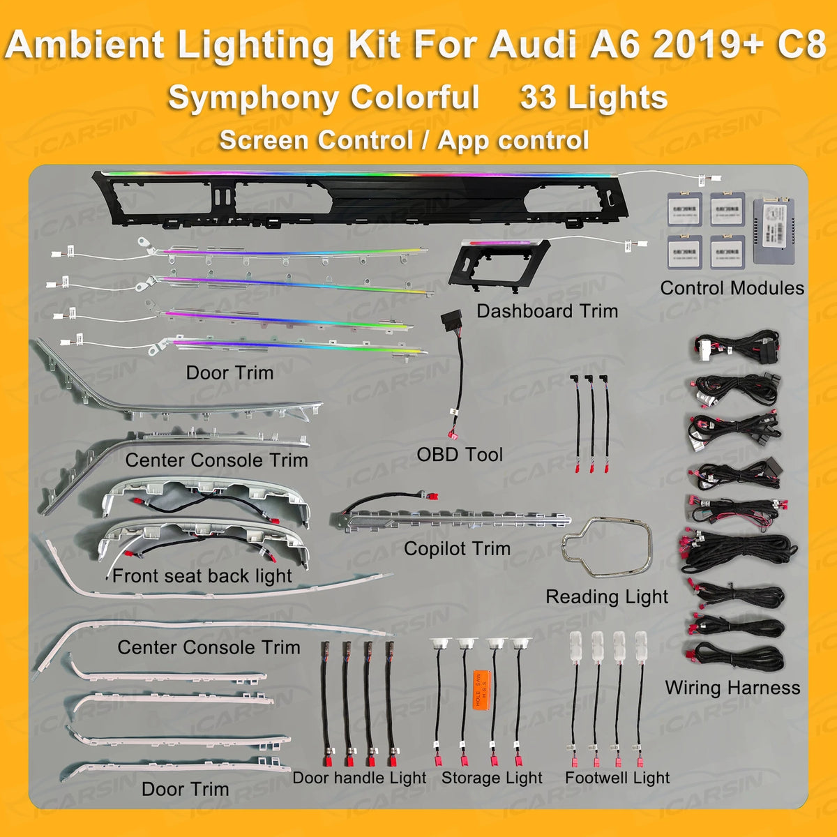 For Audi A6 A7 C8 2019+ Upgrade Ambient Lighting Interior