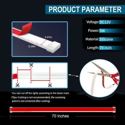Dynamic Hood Strip Scan Starting Flexible Drl Daytime Running