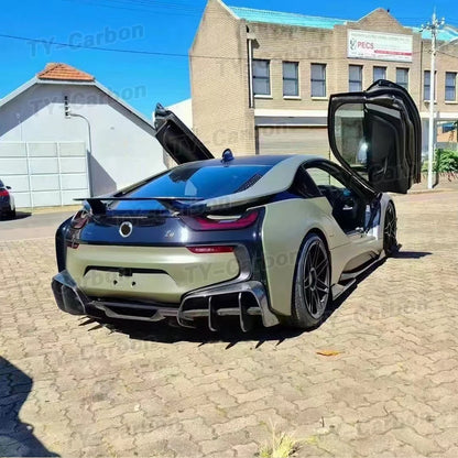 For BMW I8 2014-2020 Real Carbon 2PCS Rear Bumper Diffuser