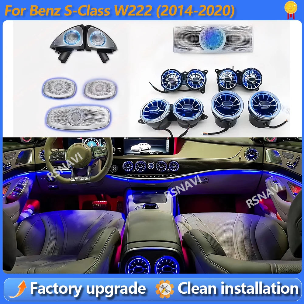 For Benz W222 S-Class S400 S450 Colors Ambient 4D Rotary Speaker
