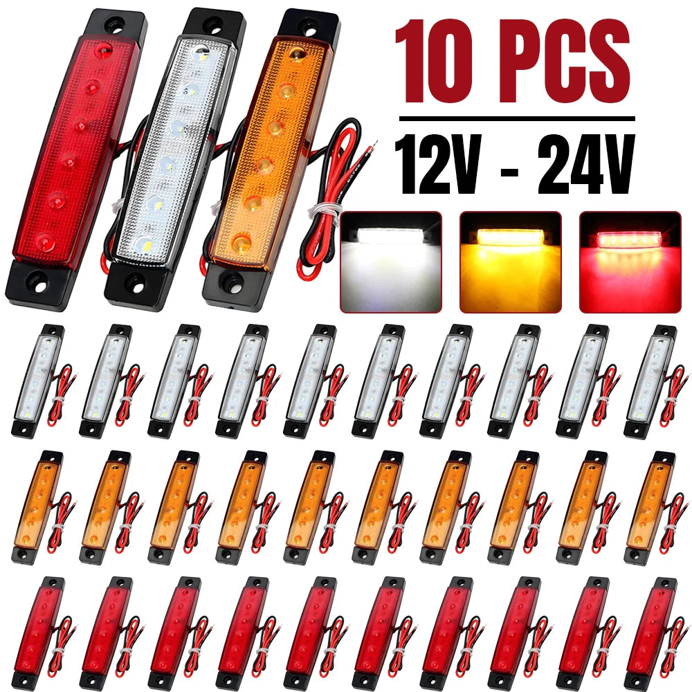 12V 24V 6LED Clearence Tail Warning Brake Wedge Side
