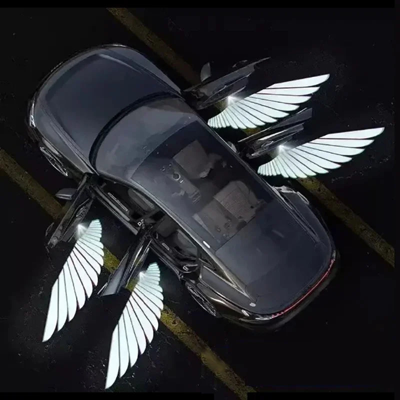 2PCS Angel Wings Wireless Door Welcome Courtesy Shadow Projector