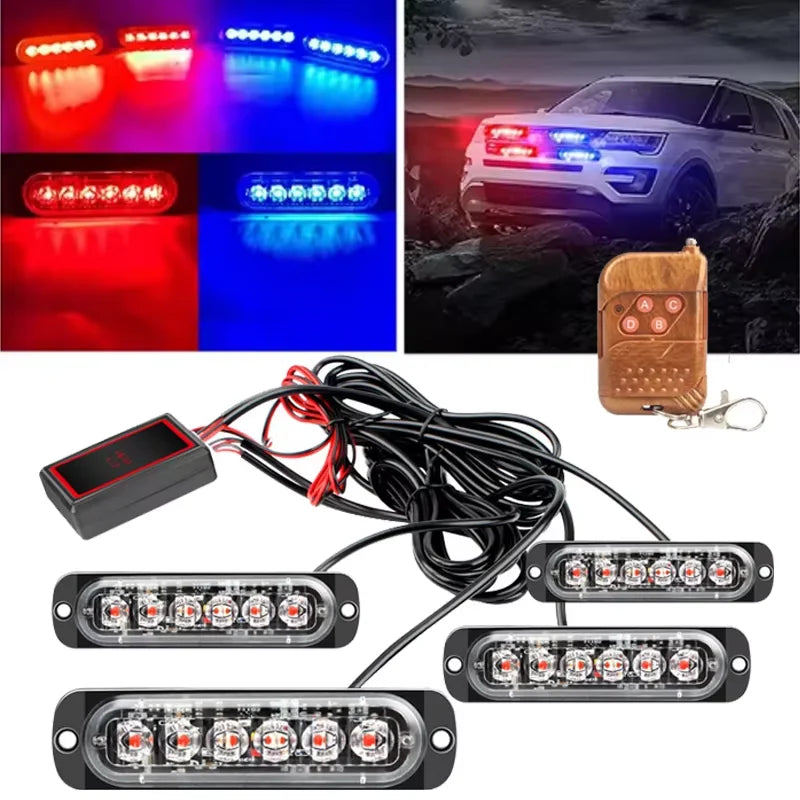 4IN Grille Trucks 6-led Emergency Surface Mount Grill Strobe
