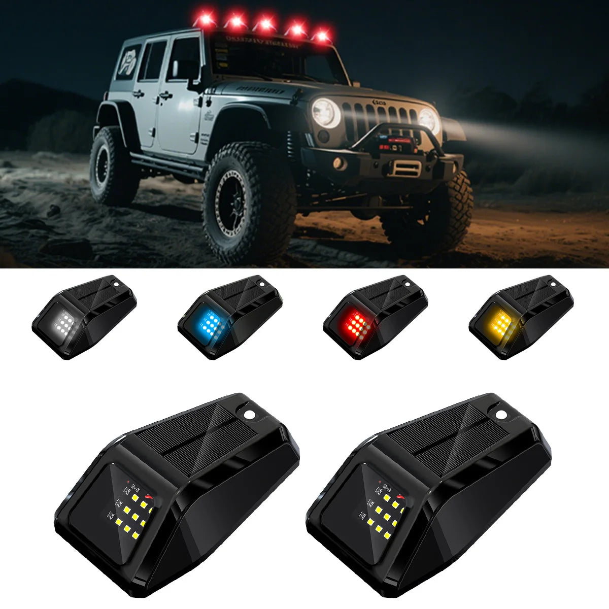 1PC Solar Powered Cab Wireless Truck Roof Warning Flash