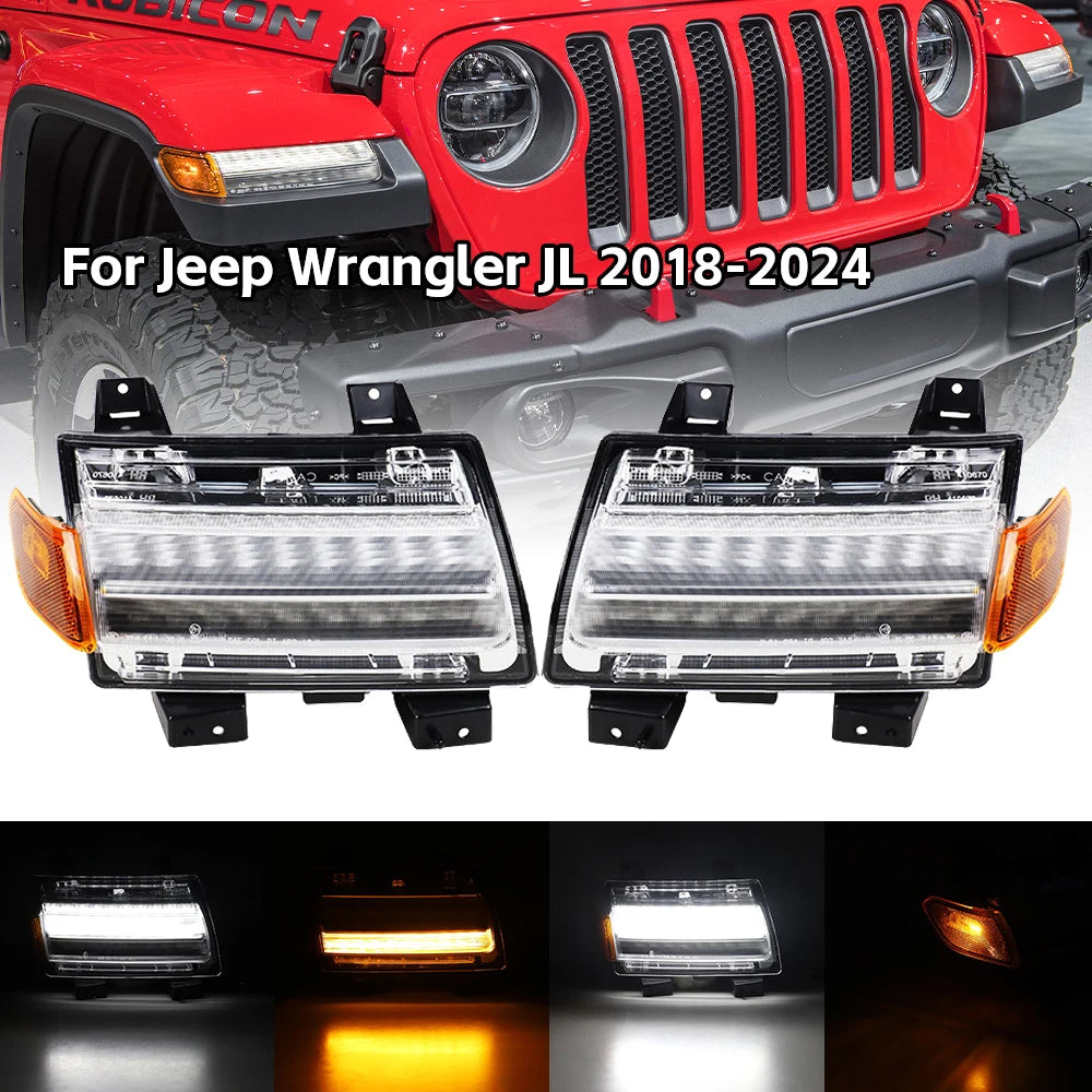 For Jeep Wrangler Jl Sahara Rubicon Front Fender Turn Signal Drl