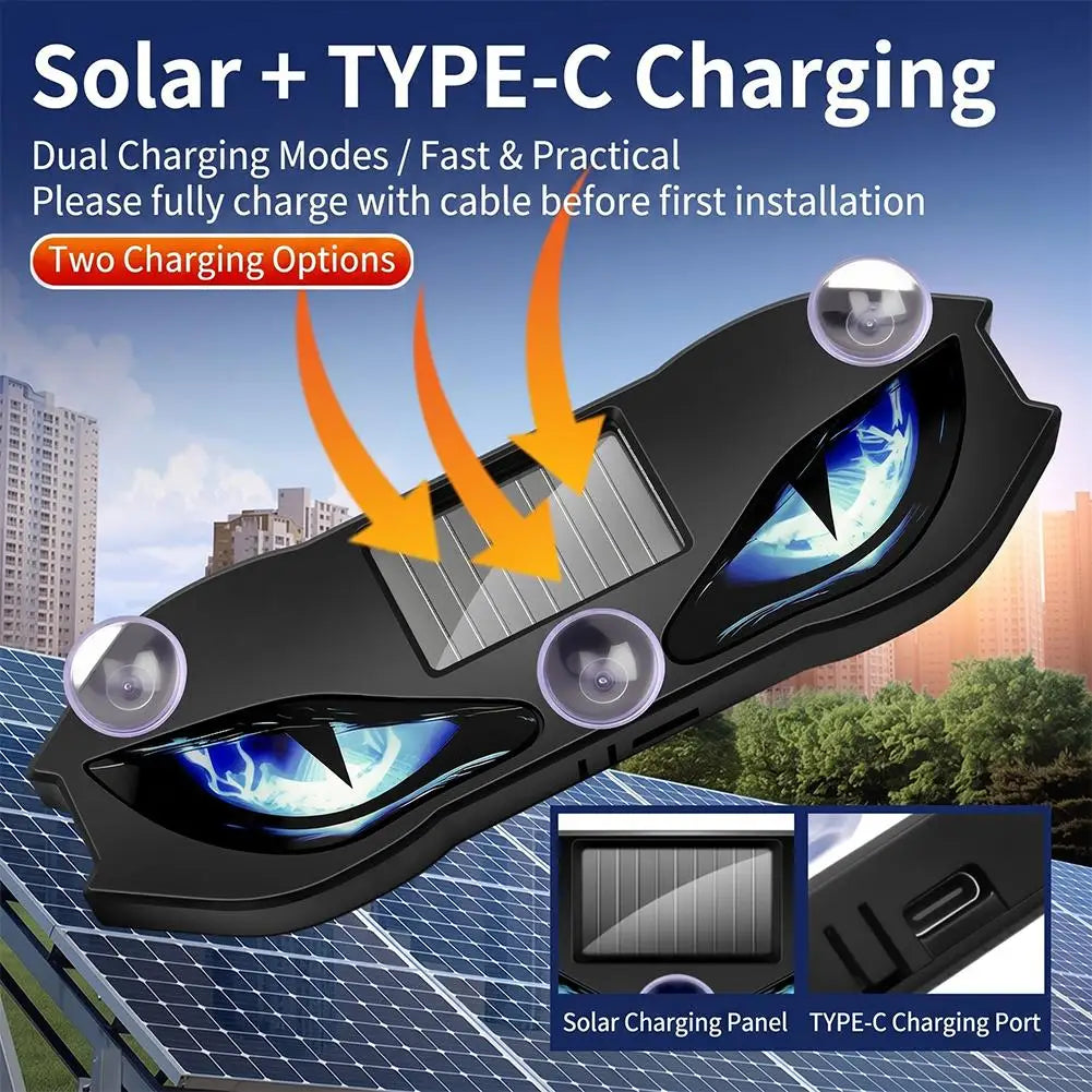 Colors Solar Devil Eyes Warning Wireless Suction Cup Interior