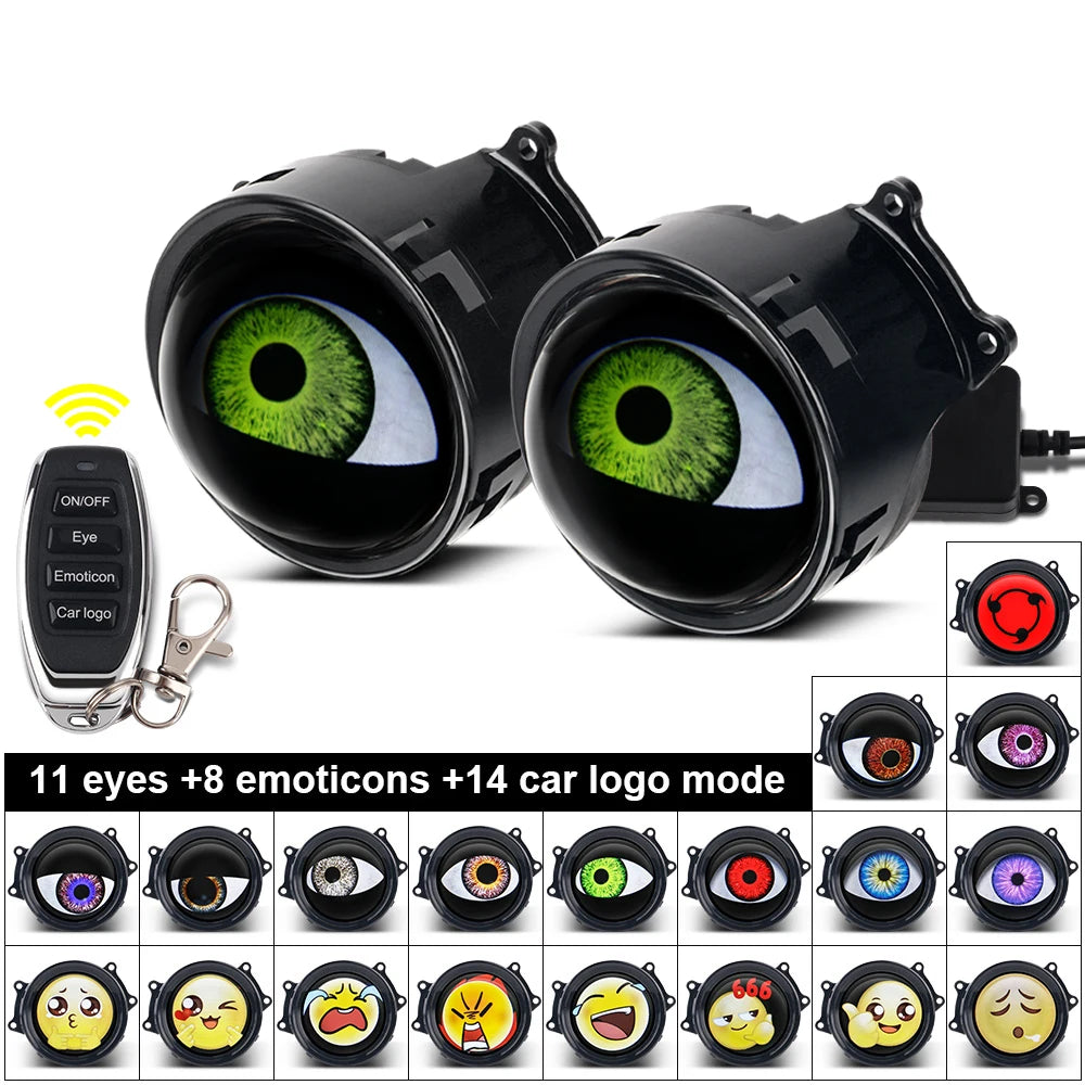 Devils Led Eyes Car Accessories Cool Decoration Dynamic Headlights Remote Control led Lenses Angel eyes Modified Eagle E
