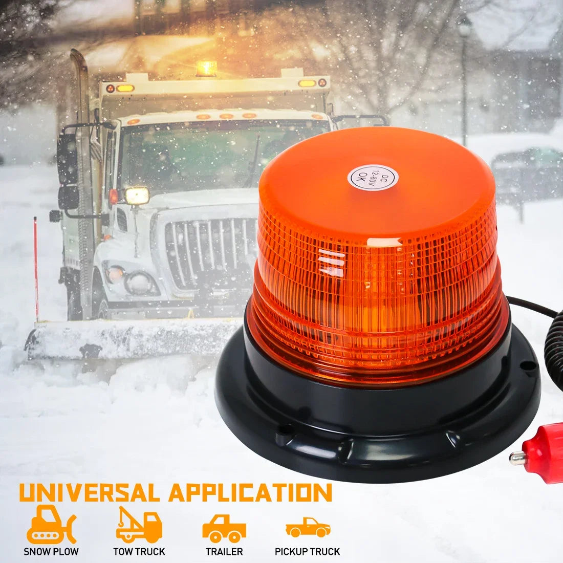 For Security 12V 24V -80V Strobe Truck Roof Warning Flashing