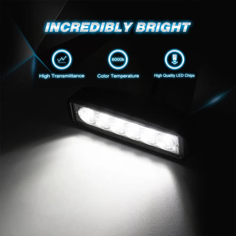 12V 18W 6LED Bright Waterproof Work Spotlight Offroad SUV