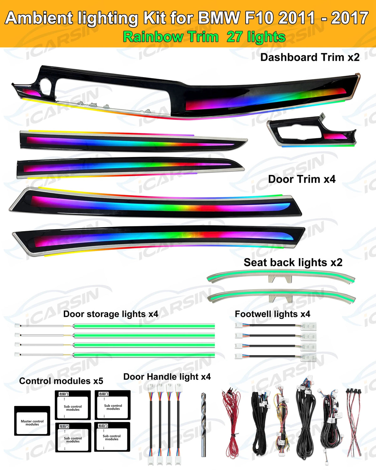 For BMW 5 Series 2011-2017 F11 Dynamic Colors F10 Ambient F18