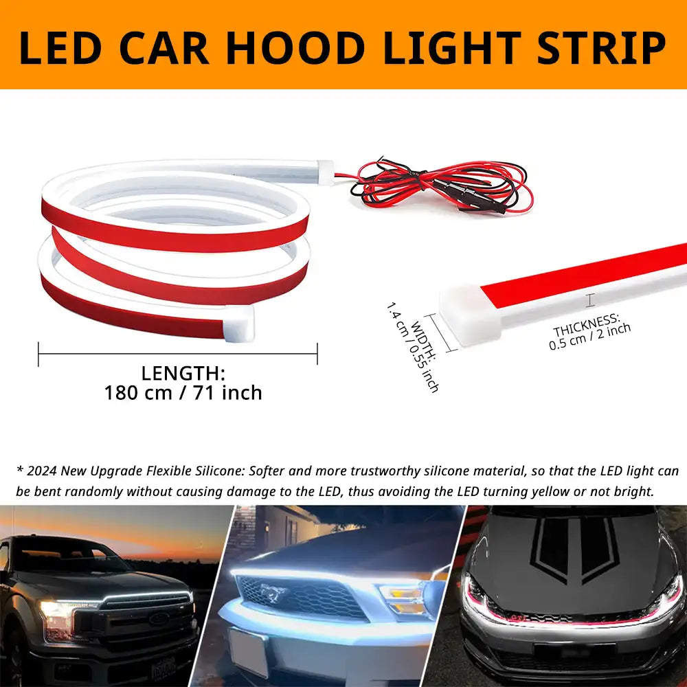 Inch White Dynamic Scan Truck Hood Strip Waterproof Silicone