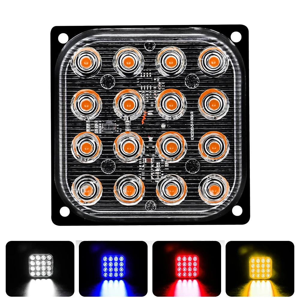 1X Truck 12V 24V 16SMD Strobe Warning Grille Flashing