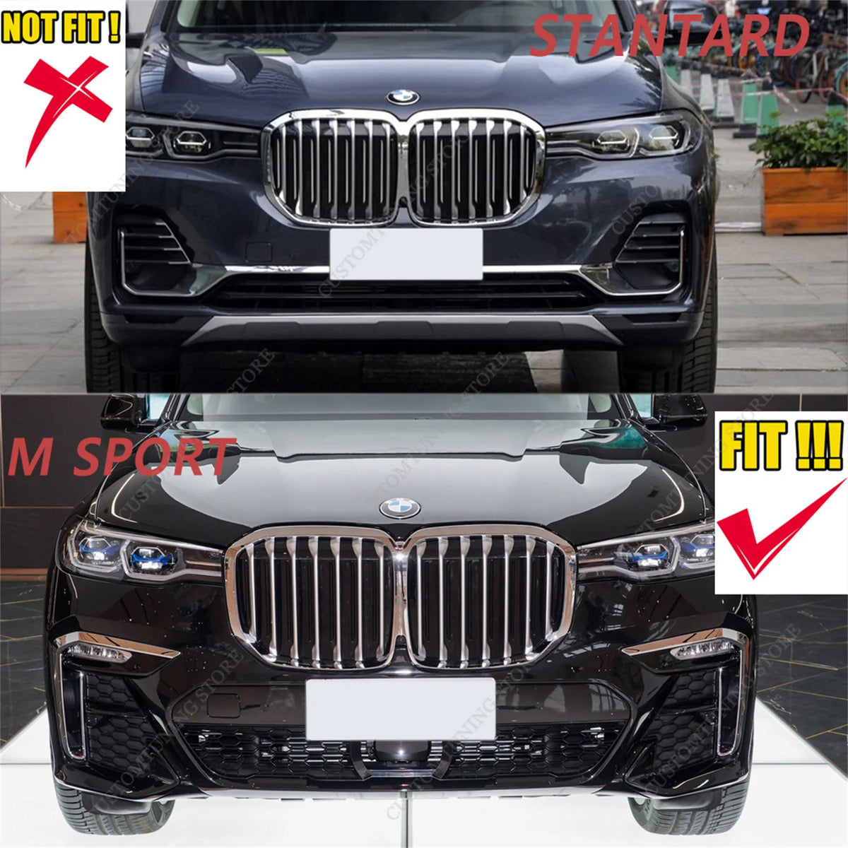 For BMW X7 G07 M Sport Front Bumper Lip 40I 40D M50I M50D M Pack