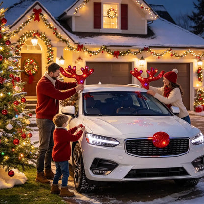 Reindeer Antlers Set Sequin Christmas Fit Sedan Truck Rv