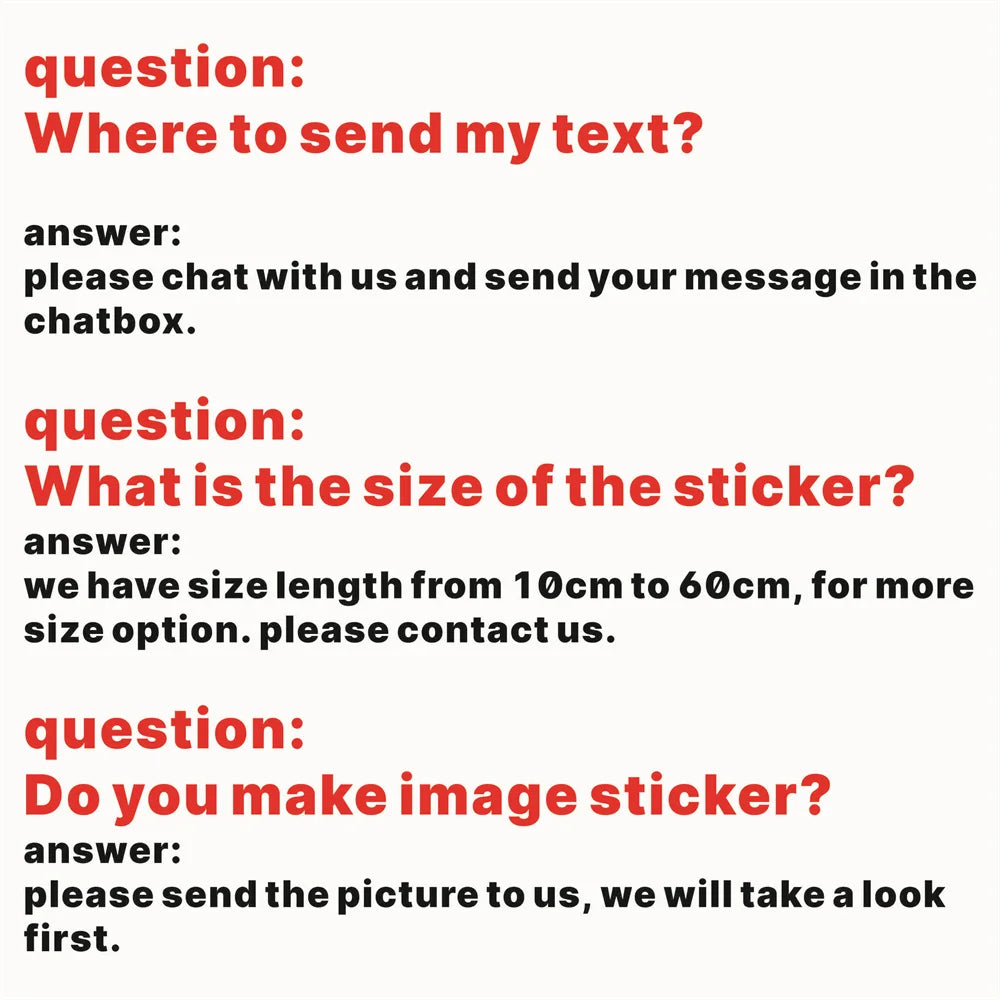 Ad Custom Text Sticker France English Chinese Japanese Character