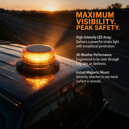 Solar Powered Rechargeable Rotating Flashing Magnetic Traffic