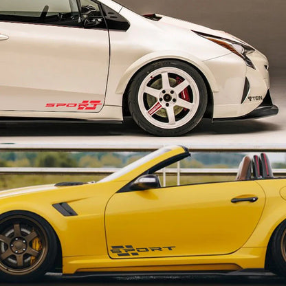 2PCS Body Side Skirts Sport Letters Stickers Vinyl Film