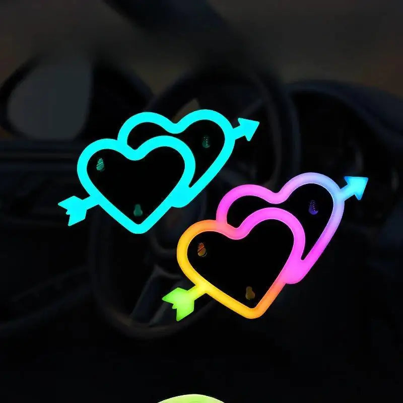 For All Vehicl Neon Ambient Lighting Set Solar Heart Shape