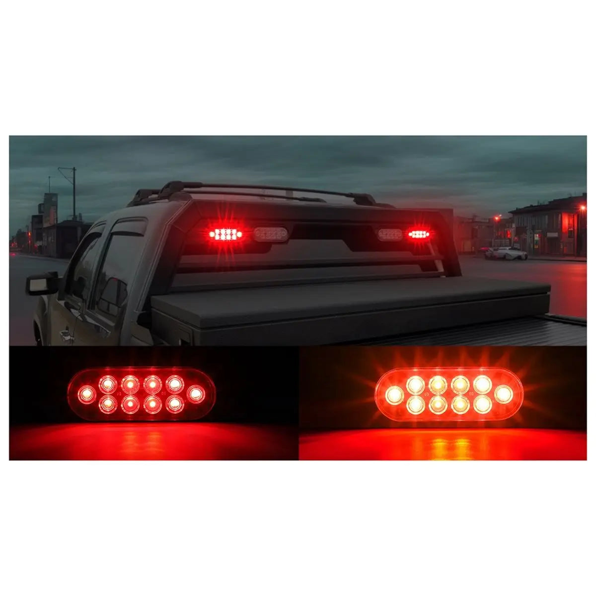 Compatible 4-piece Trailer Truck Sealed Red 6-inch Oval Stop
