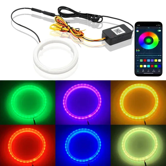 12V 24V Motorcycle RGB Angel Eyes Halo Rings Turn