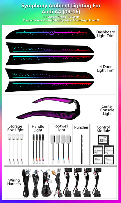 For Audi A4 B8 A5 Q5 Colors Star Sky Ambient 2010-2017