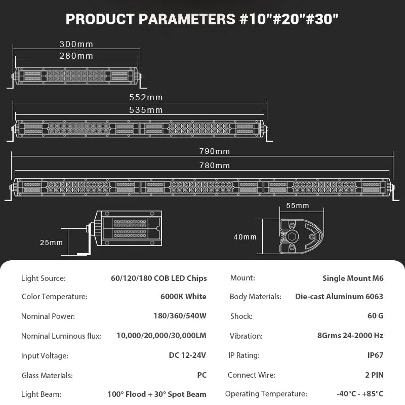 Slim 12D Bar Inch Spot Flood Combo Beam SUV